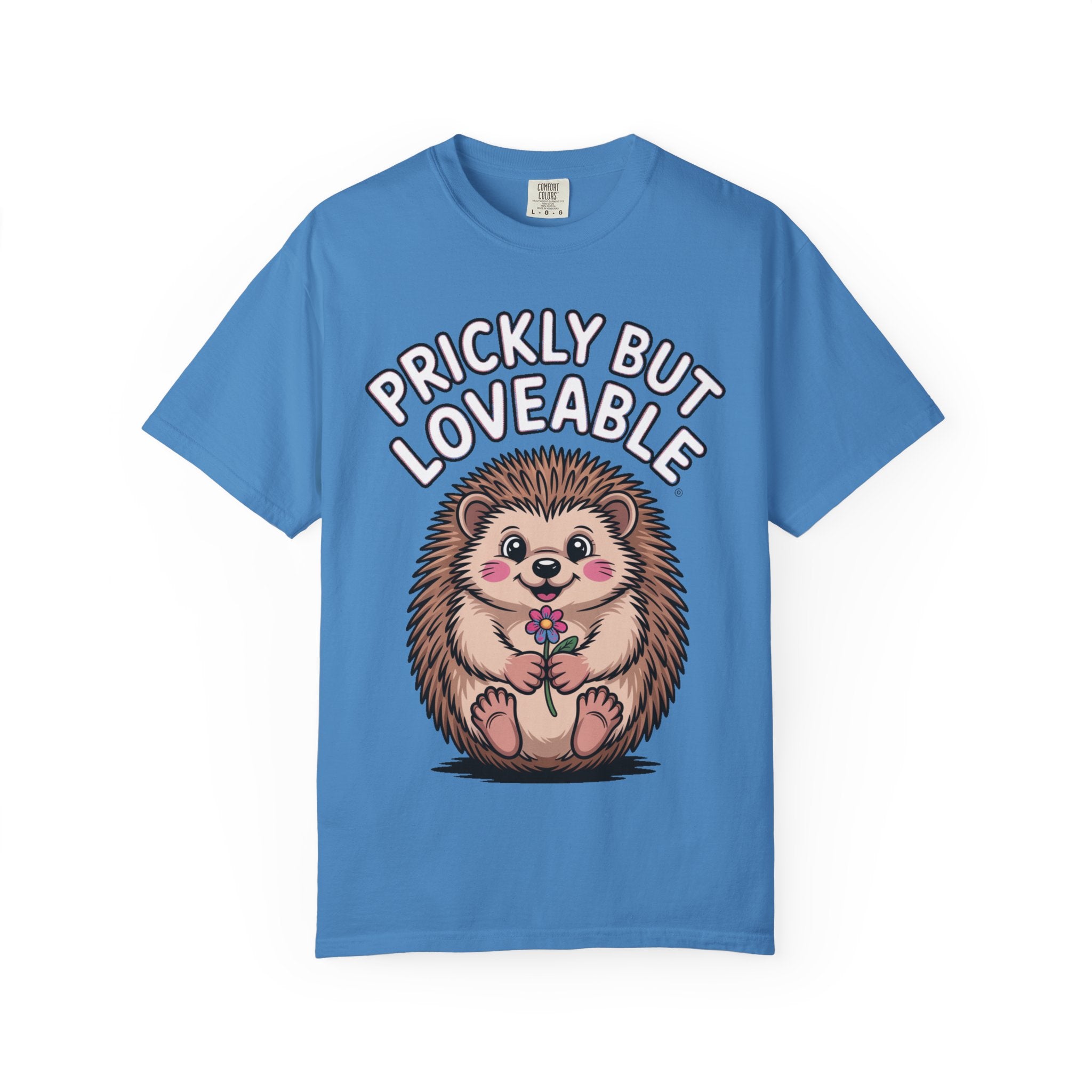 Prickly But Loveable Hedgehog Shirt, Cute Cartoon Hedgehog T-Shirt, Funny Animal Lover Gift, Flower Hedgehog Tee