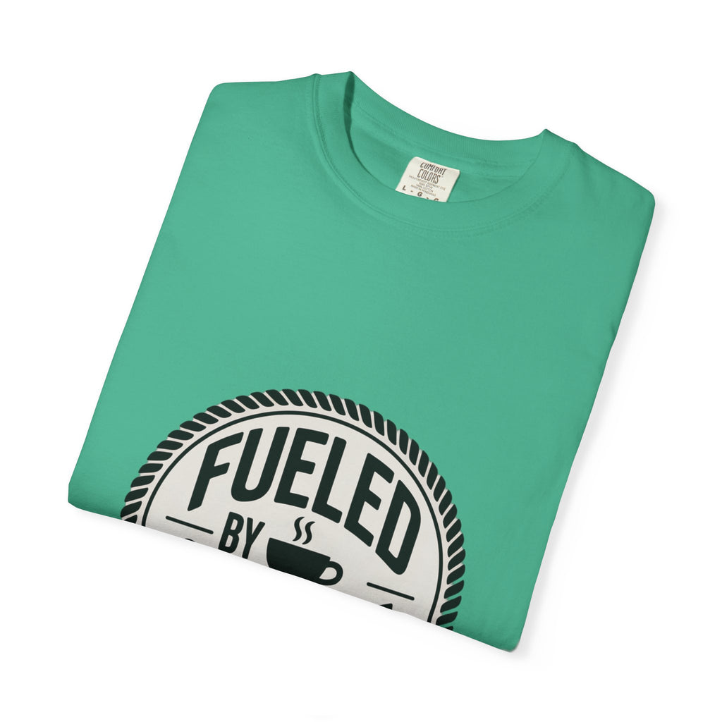 Fueled By Coffee Badge Shirt, Vintage Coffee Lover T-Shirt, Retro Coffee Stamp Logo Tee, Funny Coffee Addict Gift