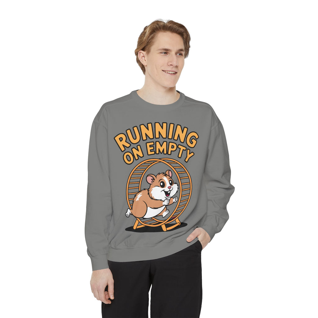 Running On Empty Hamster Sweatshirt, Funny Tired Hamster Crewneck, Cute Exhausted Wheel Shirt, Burnout Gift for Tired Mom Dad