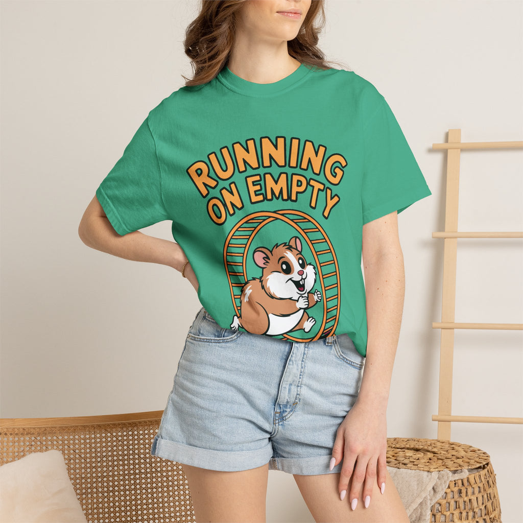 Running On Empty Hamster Shirt, Funny Tired Hamster T-Shirt, Exhausted Wheel Runner Tee, Funny Gift for Tired Friend