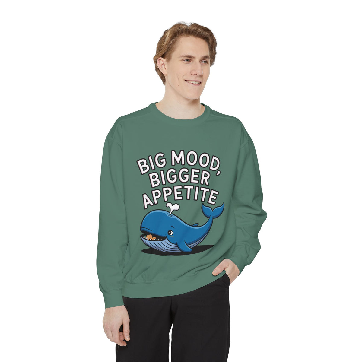 Big Mood Whale Sweatshirt, Funny Whale Snack Crewneck, Cute Cartoon Whale Lover Gift, Big Appetite Sweatshirt