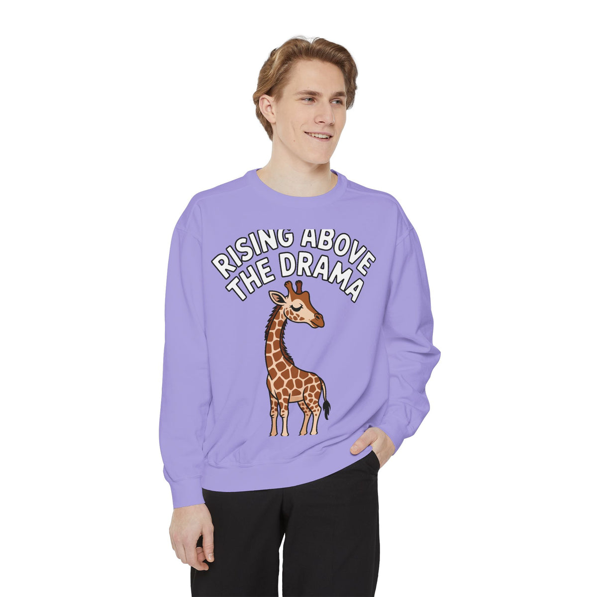 Rising Above The Drama Sweatshirt, Cute Giraffe Crewneck, Funny Sarcastic Quote Sweatshirt, Embroidered Style Giraffe Gift