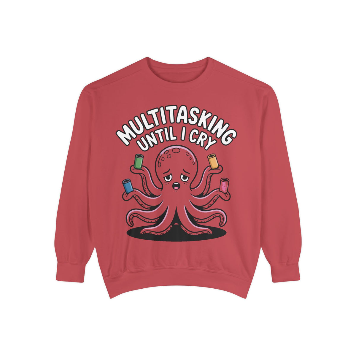 Multitasking Octopus Sweatshirt, Funny Stressed Octopus Crewneck, Embroidery-Patch Style Sweatshirt, Busy Mom Gift, Work Humor Pullover