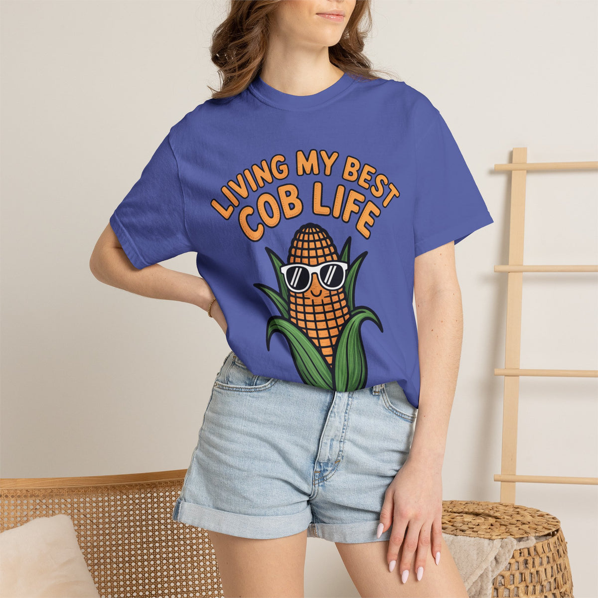 Funny Corn Shirt, Living My Best Cob Life T-Shirt, Cute Corn Sunglasses Tee, Vegetable Lover Gift, Funny Food Shirt
