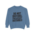 Do Not Disturb Already Disturbed Sweatshirt, Funny Sarcastic Crewneck, Embroidered Patch Style Pullover, Introvert Gift