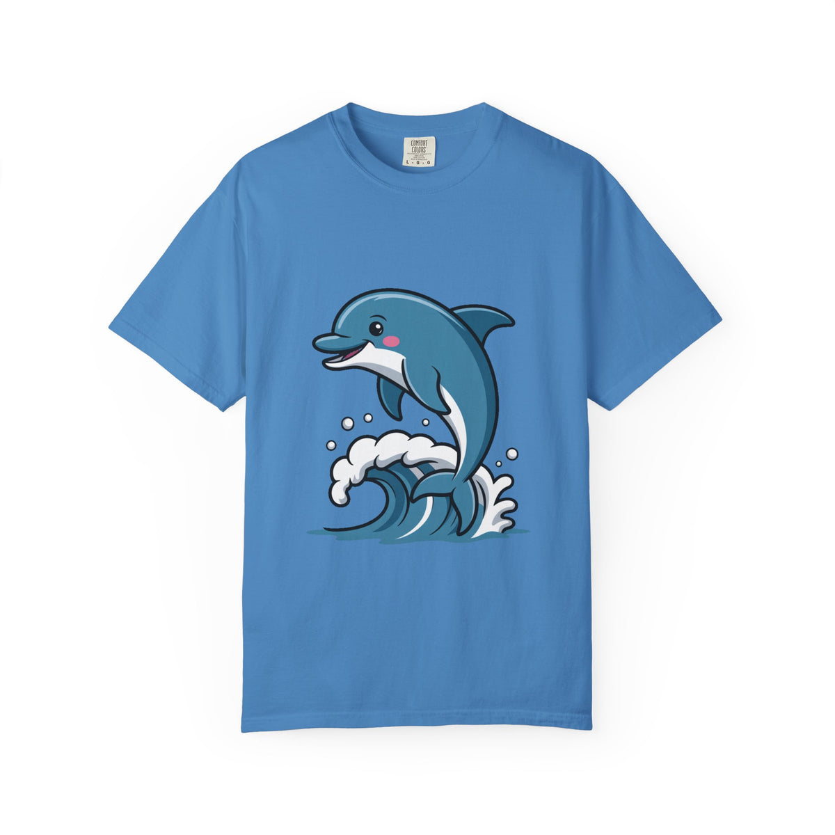 Cute Dolphin T-Shirt, Jumping Wave Dolphin Shirt, Ocean Lover Gift, Garment Dyed Unisex Tee, Beach Vacation Shirt
