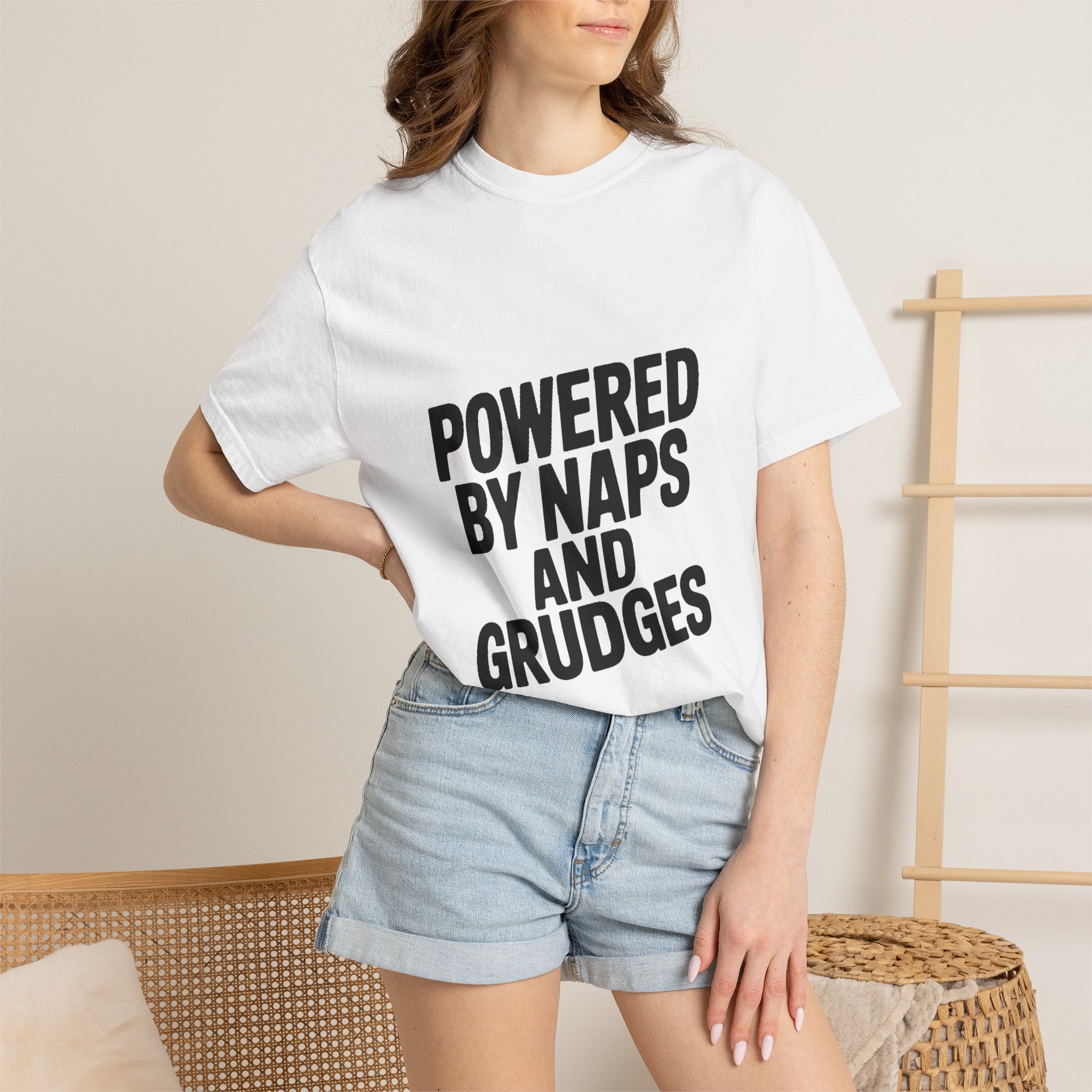 Powered By Naps And Grudges Shirt, Funny Sarcastic T-Shirt, Bold Typography Tee, Introvert Humor Gift
