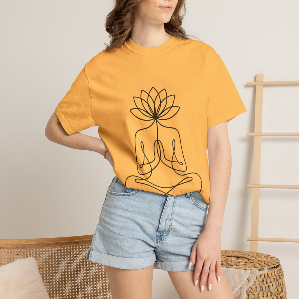 Lotus Flower Line Art Shirt, Minimalist Yoga T-Shirt, Breathe Meditation Tee, Continuous Line Lotus Tattoo Style Gift