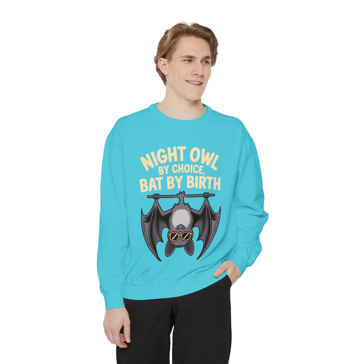 Night Owl By Choice Bat Sweatshirt, Funny Bat Lover Crewneck, Cute Halloween Sweatshirt, Embroidered Patch Style Bat Shirt Gift