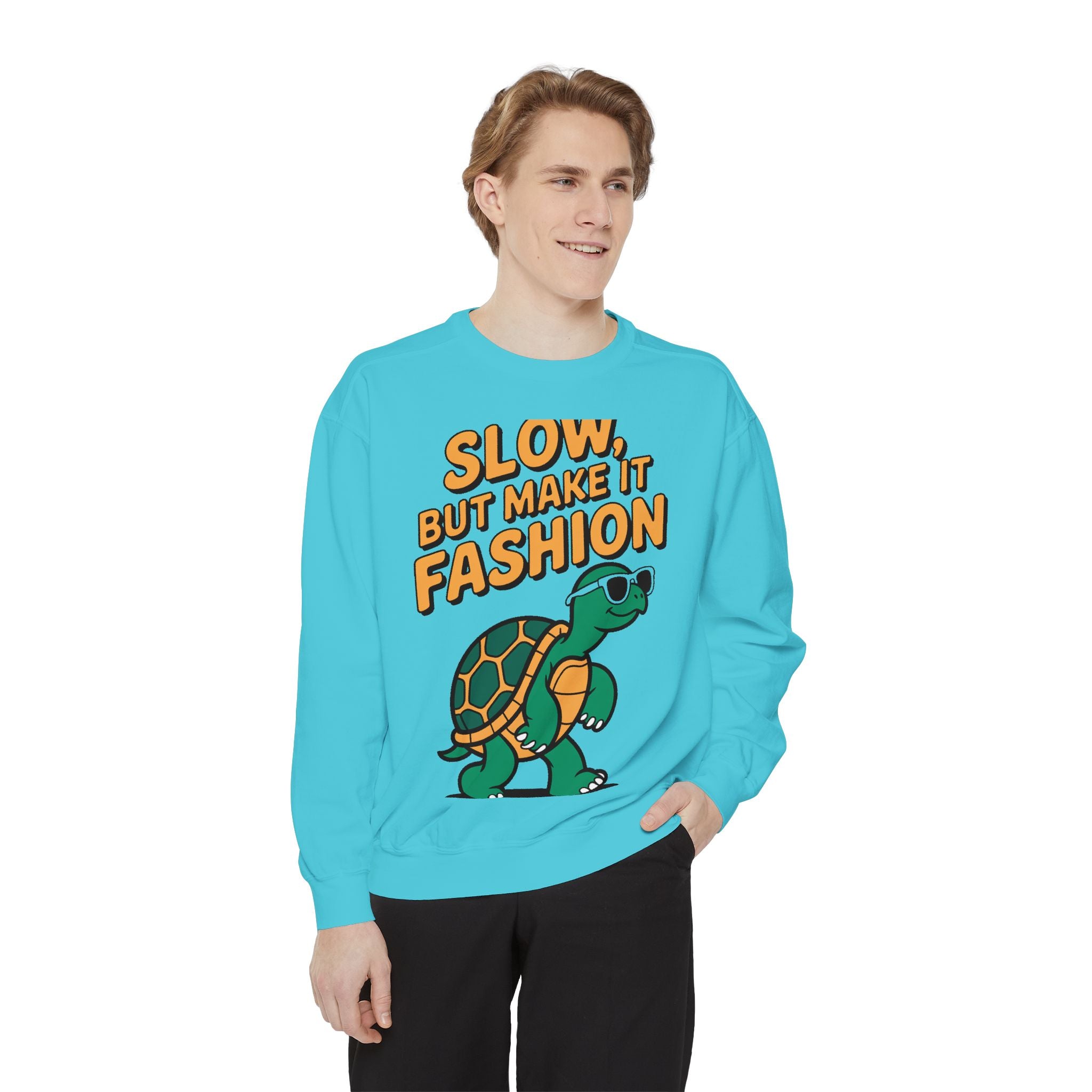 Funny Turtle Sweatshirt, Slow But Make It Fashion Crewneck, Cute Sunglasses Turtle Sweater, Retro Turtle Lover Gift