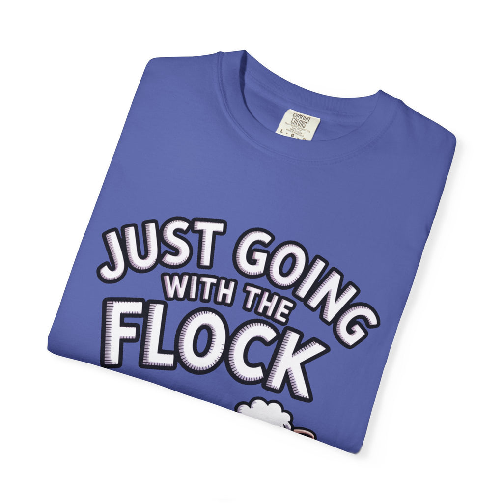 Funny Sheep T-Shirt, 'Just Going With The Flock' Shirt, Cute Cartoon Sheep Tee, Sarcastic Gift for Introverts