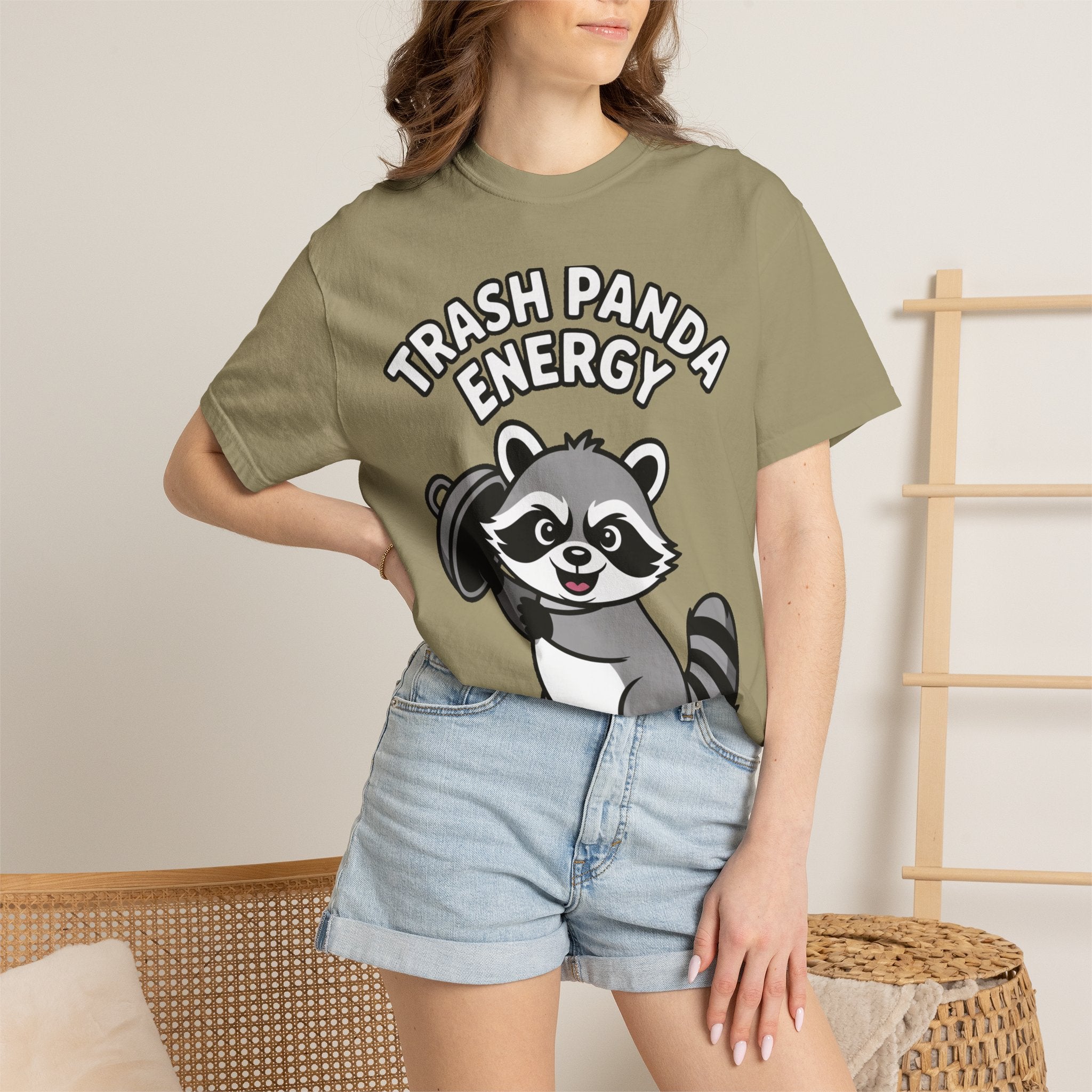 Trash Panda Energy T-Shirt, Funny Raccoon Shirt, Cute Raccoon Graphic Tee, Trash Panda Lover Gift, Unisex Garment Dyed Tee