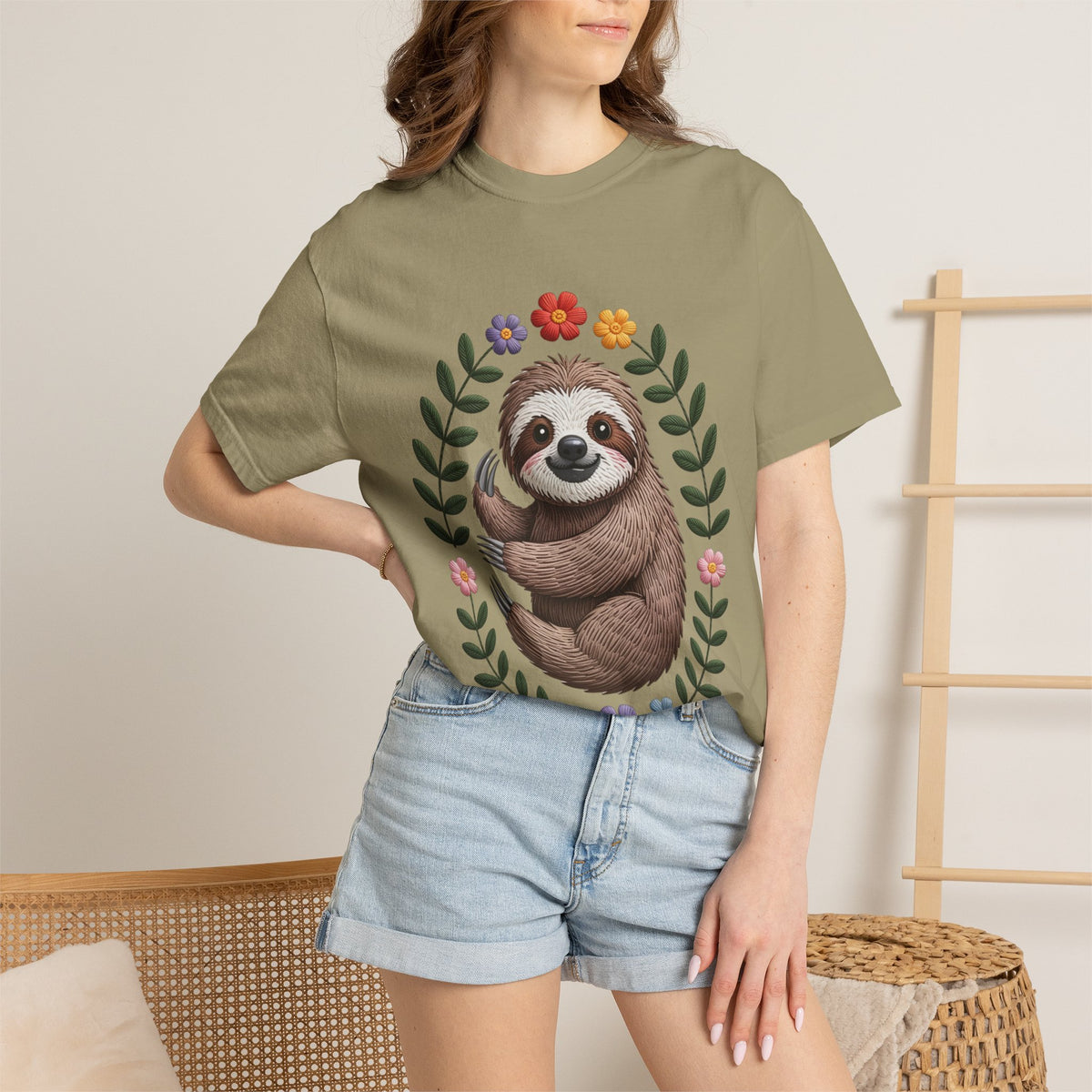 Floral Sloth T-Shirt