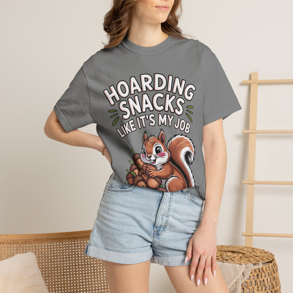 Funny Squirrel Shirt, Hoarding Snacks Like It's My Job T-Shirt, Cute Acorn Squirrel Gift, Snack Lover Tee