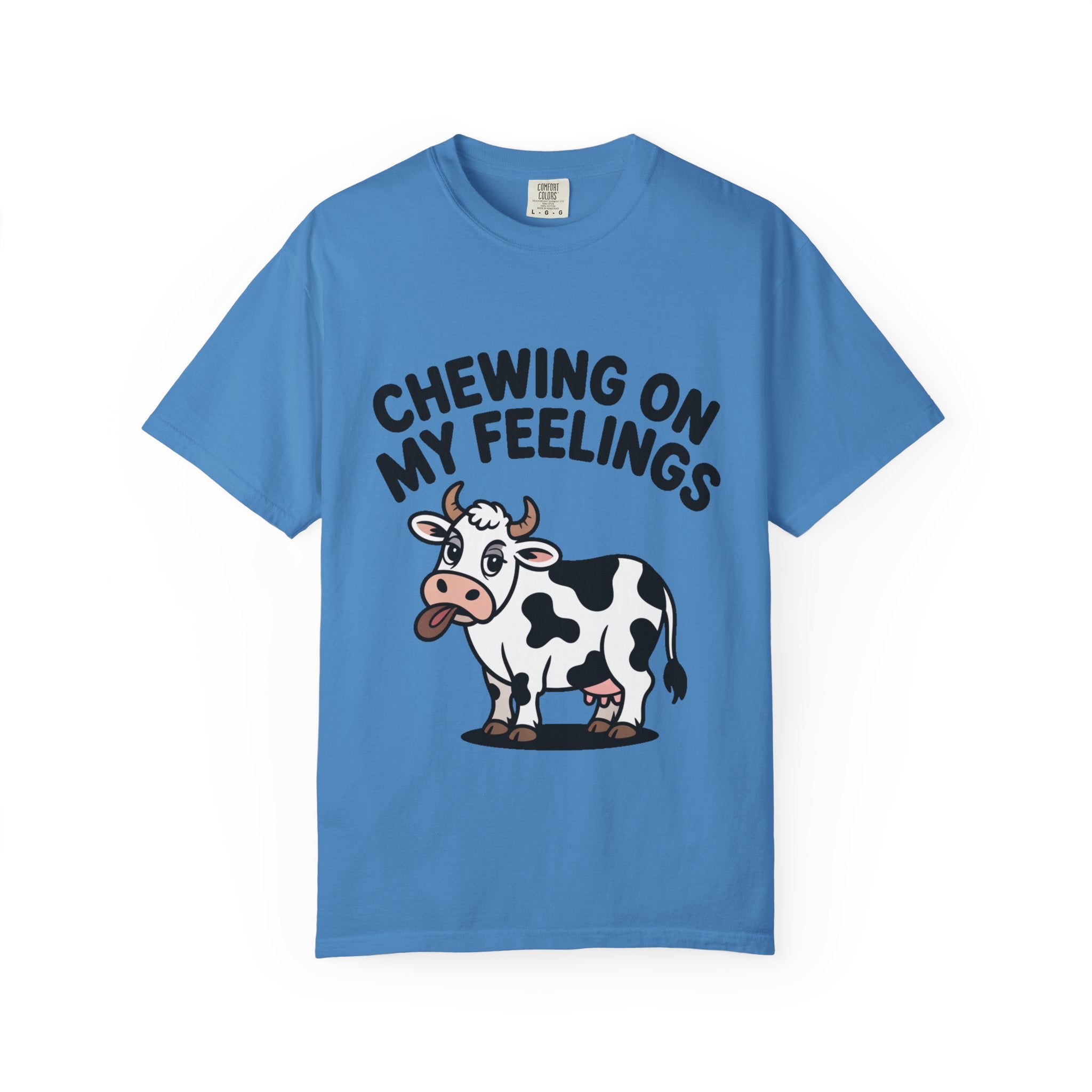 Chewing On My Feelings Cow Shirt, Funny Cow T-Shirt, Cute Cartoon Cow Tee, Sarcastic Farm Animal Gift, Mental Health Humor Shirt
