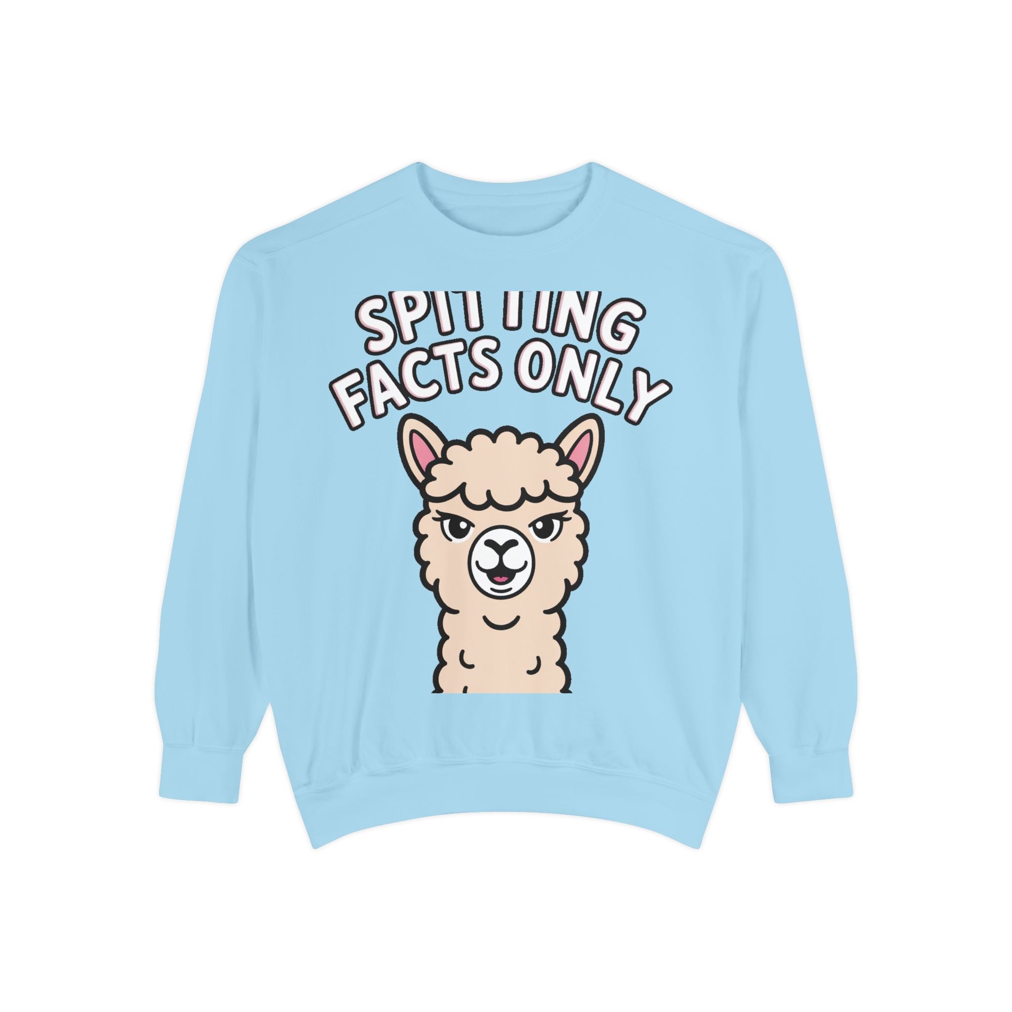 Alpaca Spitting Facts Sweatshirt, Funny Sassy Alpaca Crewneck, Cute Embroidered-Style Animal Sweatshirt, Alpaca Lover Gift