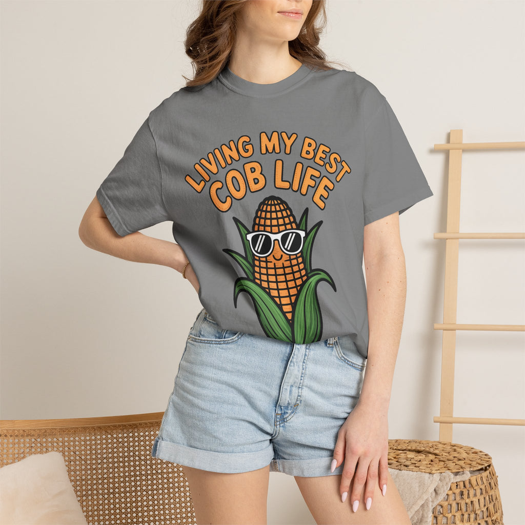 Funny Corn Shirt, Living My Best Cob Life T-Shirt, Cute Corn Sunglasses Tee, Vegetable Lover Gift, Funny Food Shirt