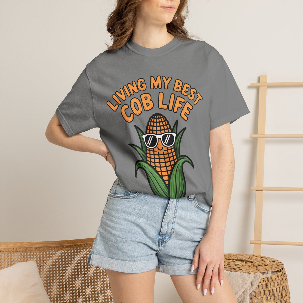 Funny Corn Shirt, Living My Best Cob Life T-Shirt, Cute Corn Sunglasses Tee, Vegetable Lover Gift, Funny Food Shirt