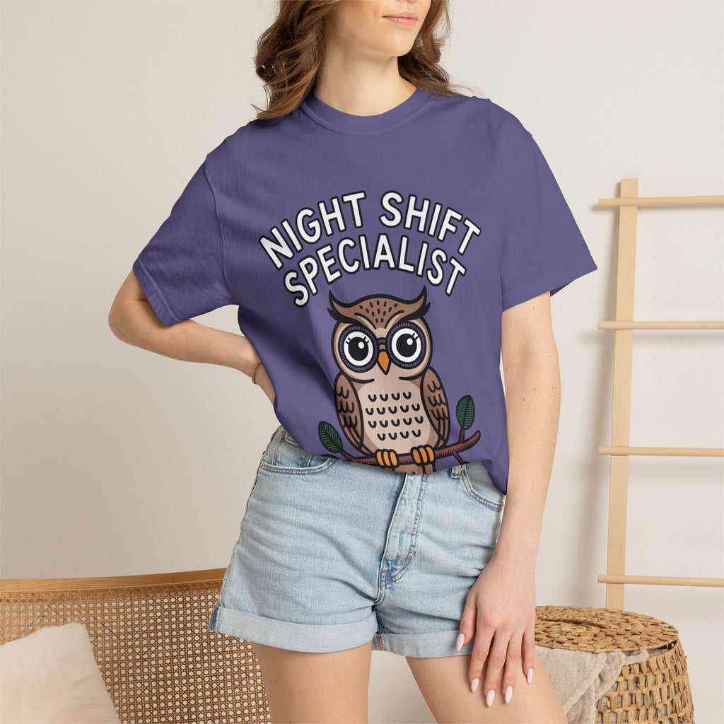 Night Shift Owl Shirt, Funny Night Shift Specialist T-Shirt, Cute Owl With Glasses Tee, Nurse Gift, Night Owl Lover Gift