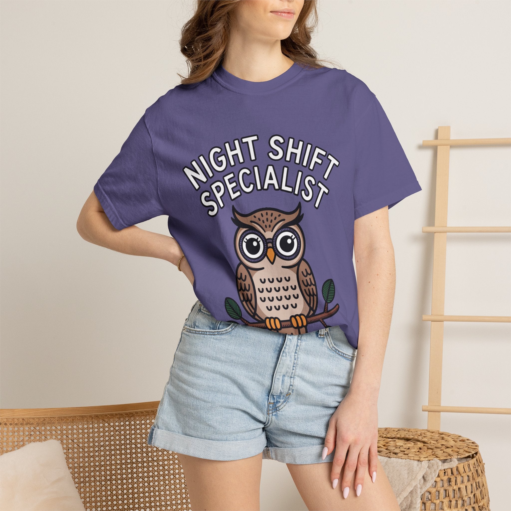 Night Shift Owl Shirt, Funny Night Shift Specialist T-Shirt, Cute Owl With Glasses Tee, Nurse Gift, Night Owl Lover Gift
