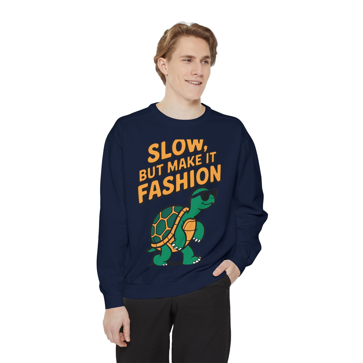 Funny Turtle Sweatshirt, Slow But Make It Fashion Crewneck, Cute Sunglasses Turtle Sweater, Retro Turtle Lover Gift