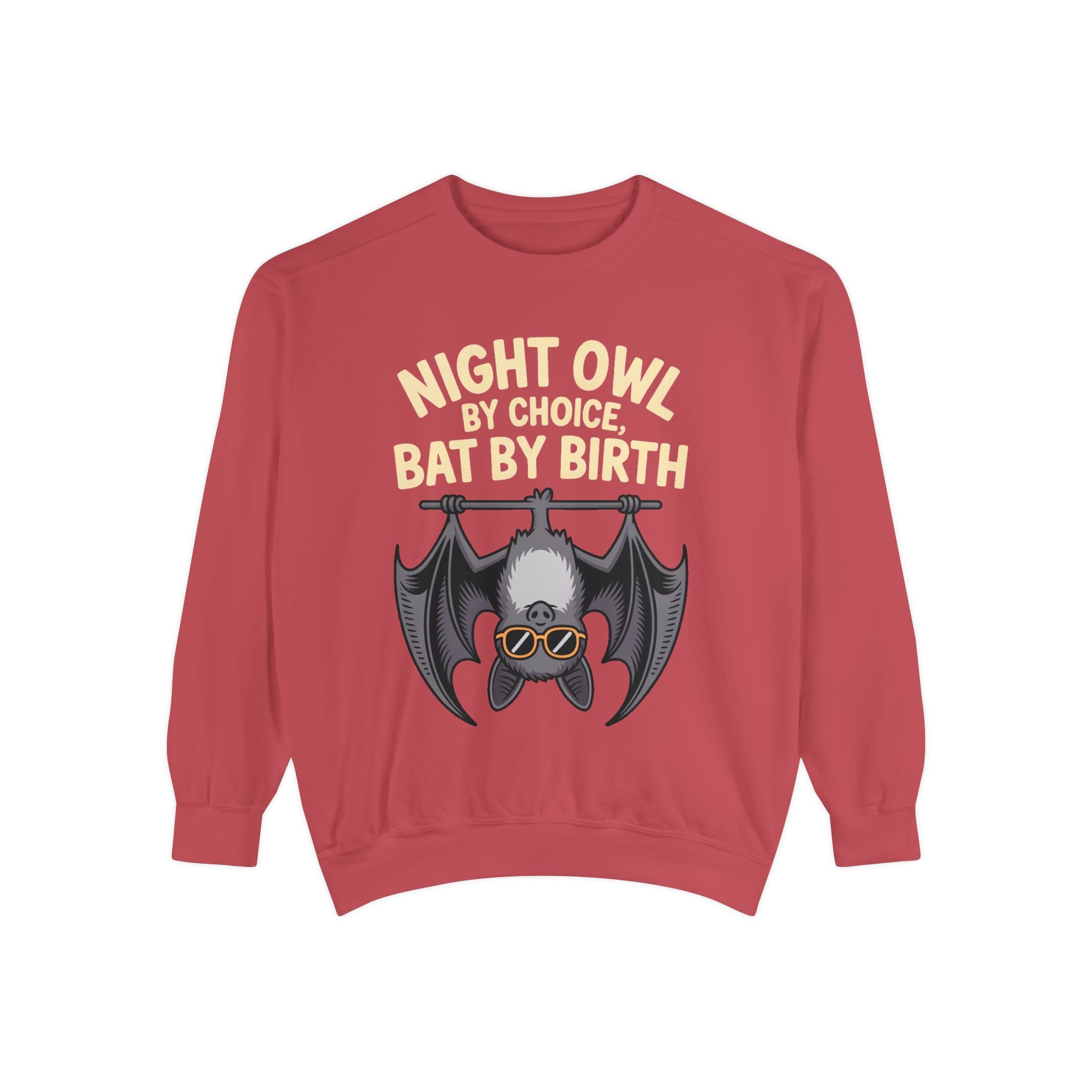 Night Owl By Choice Bat Sweatshirt, Funny Bat Lover Crewneck, Cute Halloween Sweatshirt, Embroidered Patch Style Bat Shirt Gift
