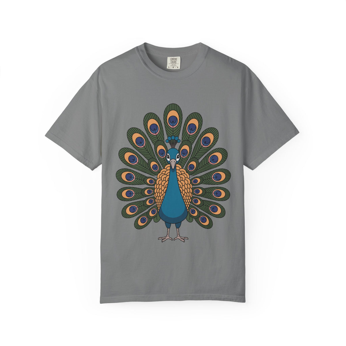 Cute Peacock T-Shirt, Fanned Feathers Bird Lover Gift Tee, Cartoon Peacock Graphic Shirt for Nature Lovers
