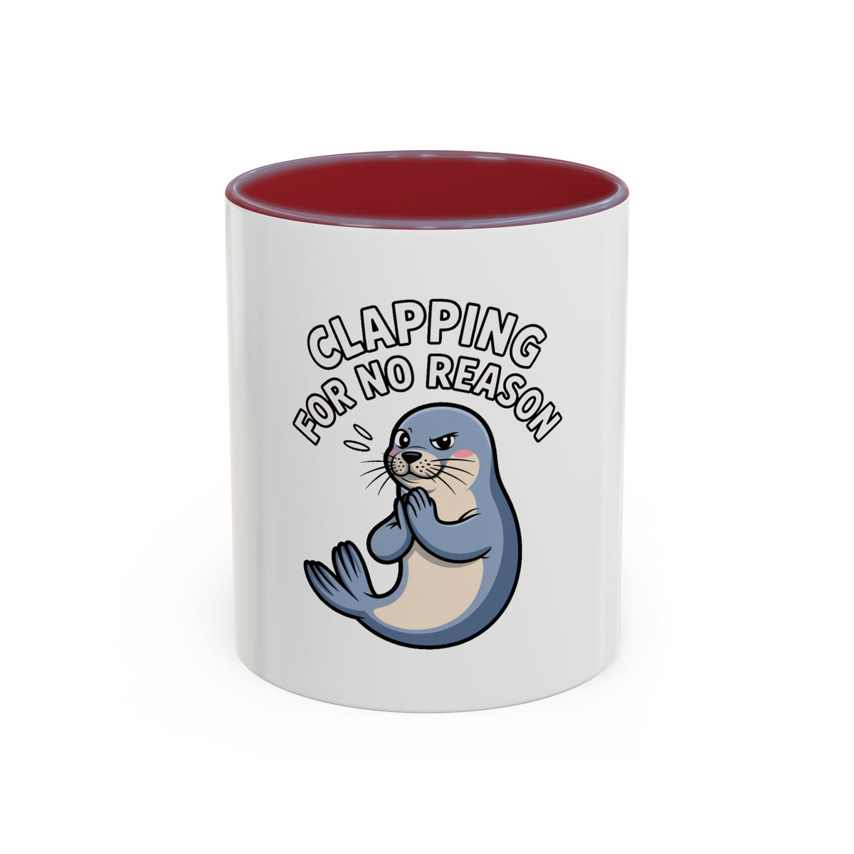 Clapping For No Reason Seal Mug, Funny Sarcastic Seal Coffee Cup, Cute Cartoon Animal Mug, Sassy Seal Gift for Coworker or Friend