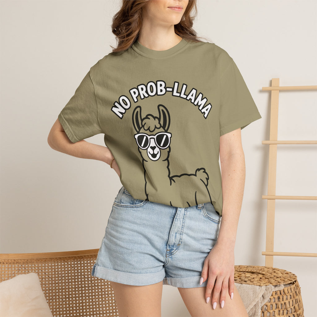 No Prob Llama Shirt, Funny Llama T-Shirt, Cute Llama Sunglasses Tee, Llama Lover Gift, Garment Dyed Unisex Shirt