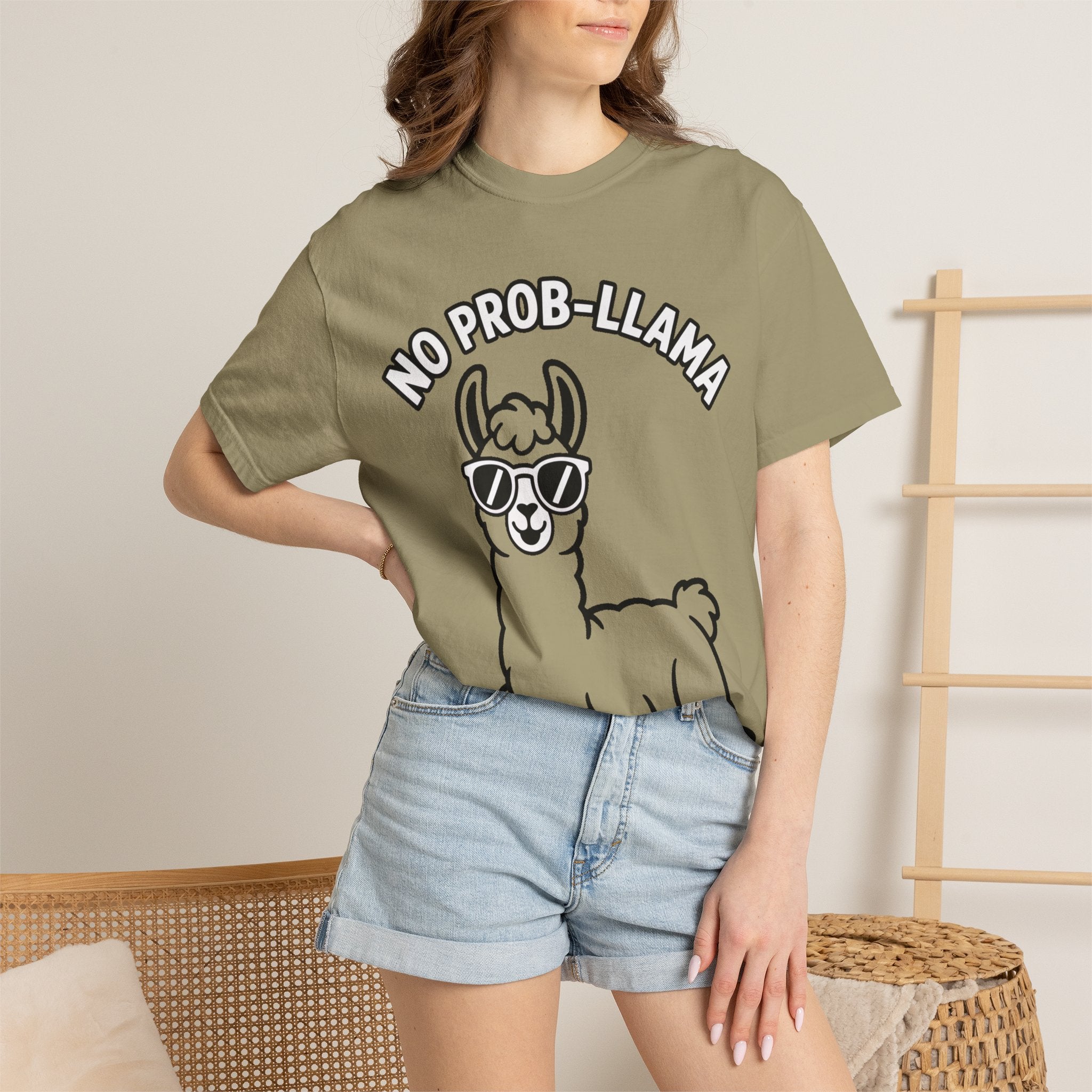 No Prob Llama Shirt, Funny Llama T-Shirt, Cute Llama Sunglasses Tee, Llama Lover Gift, Garment Dyed Unisex Shirt