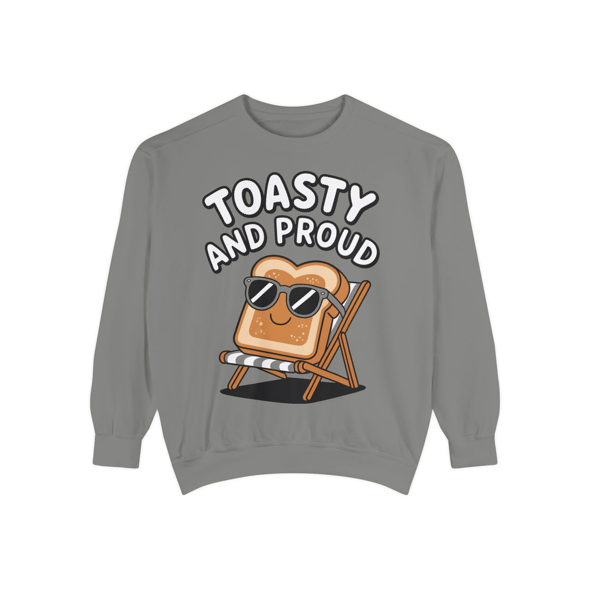 Toasty And Proud Sweatshirt, Funny Toast Bread Crewneck, Cute Beach Chair Toast Embroidered Sweatshirt, Funny Food Lover Gift
