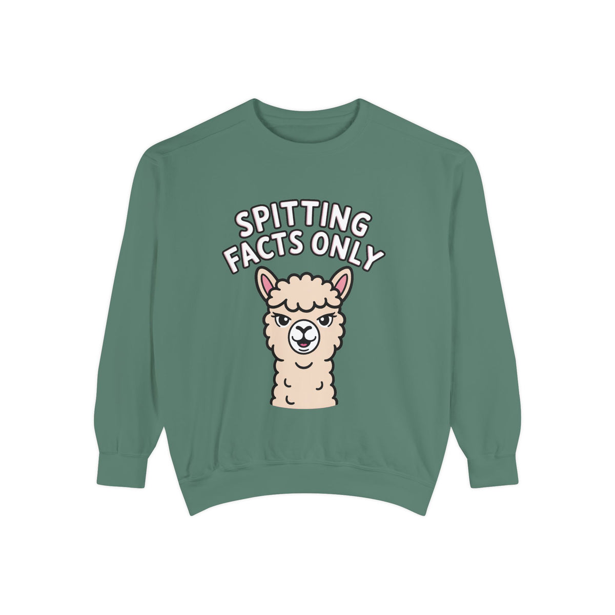 Alpaca Spitting Facts Sweatshirt, Funny Sassy Alpaca Crewneck, Cute Embroidered-Style Animal Sweatshirt, Alpaca Lover Gift