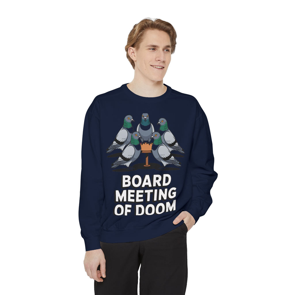 Funny Pigeon Sweatshirt, Board Meeting Of Doom Crewneck, Office Humor Bird Gift, Funny Coworker Sweater