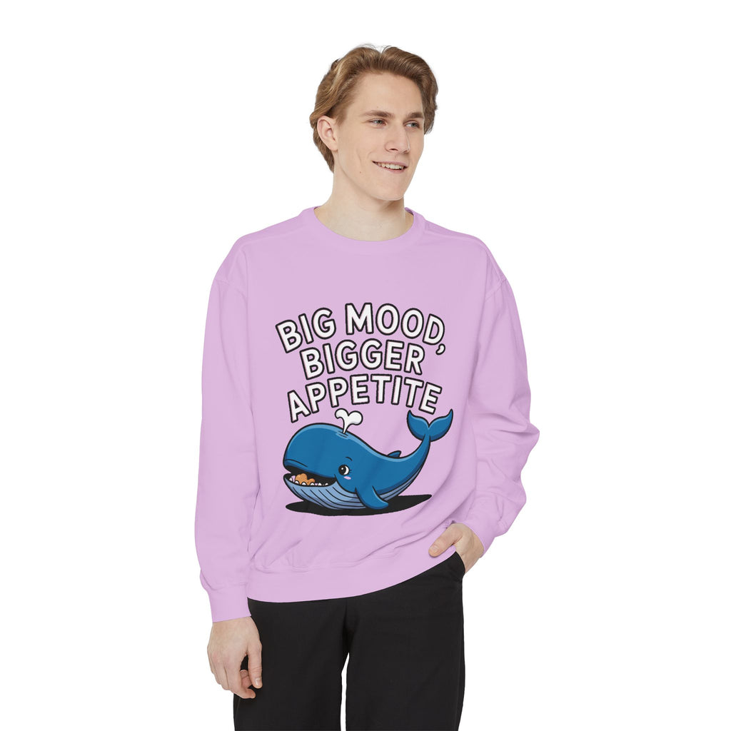 Big Mood Whale Sweatshirt, Funny Whale Snack Crewneck, Cute Cartoon Whale Lover Gift, Big Appetite Sweatshirt