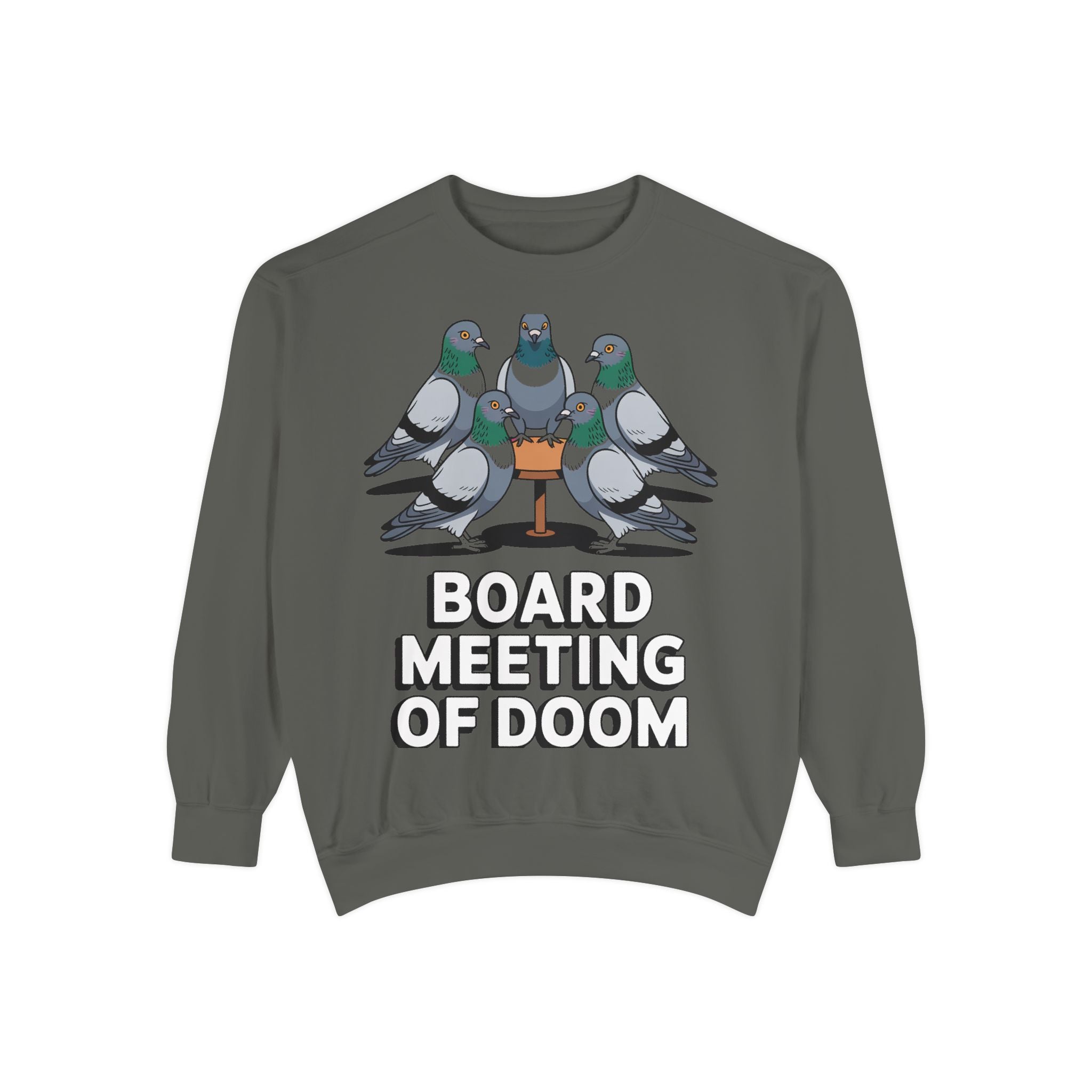 Funny Pigeon Sweatshirt, Board Meeting Of Doom Crewneck, Office Humor Bird Gift, Funny Coworker Sweater