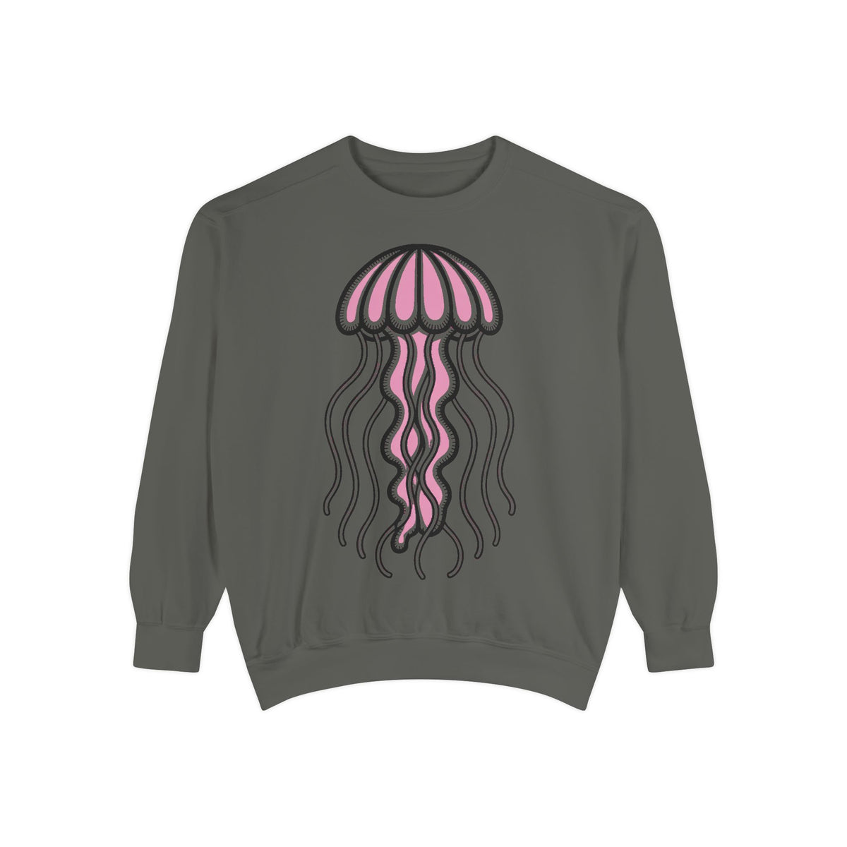 Cute Jellyfish Sweatshirt, Glowing Jellyfish Embroidered Crewneck, Ocean Lover Gift, Cottagecore Sea Animal Sweatshirt