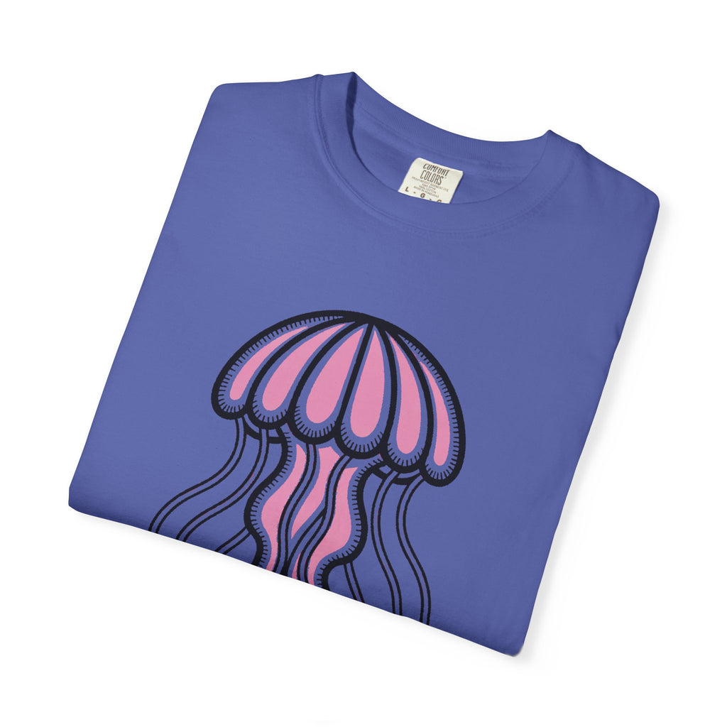 Cute Jellyfish T-Shirt, Glowing Jellyfish Graphic Tee, Ocean Lover Gift, Garment-Dyed Unisex Shirt for Beach and Aquarium Fans