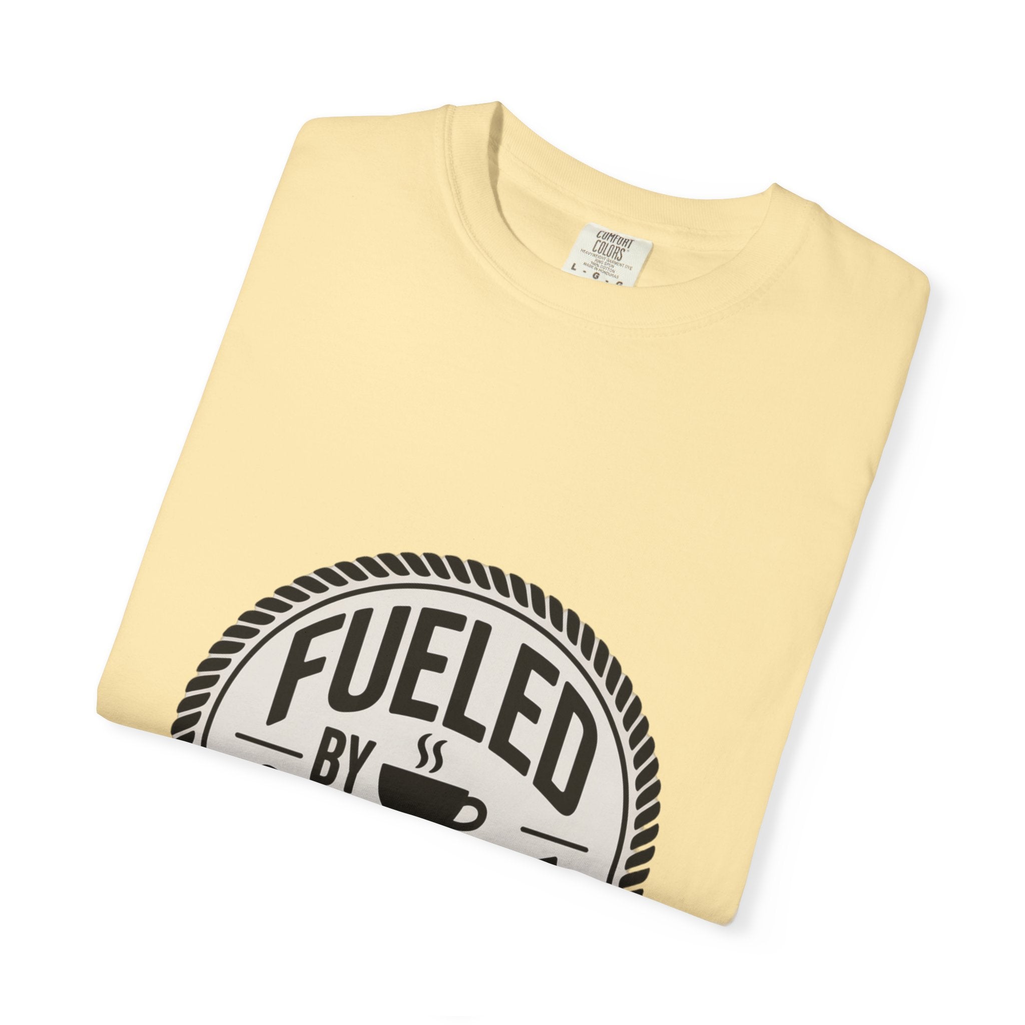 Fueled By Coffee Badge Shirt, Vintage Coffee Lover T-Shirt, Retro Coffee Stamp Logo Tee, Funny Coffee Addict Gift