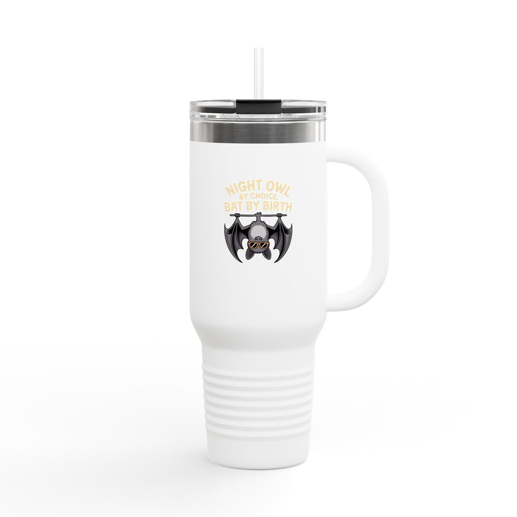 Night Owl By Choice Bat Tumbler, Funny Bat Travel Mug, Cute Halloween Gift, 40oz Insulated Tumbler with Handle and Straw