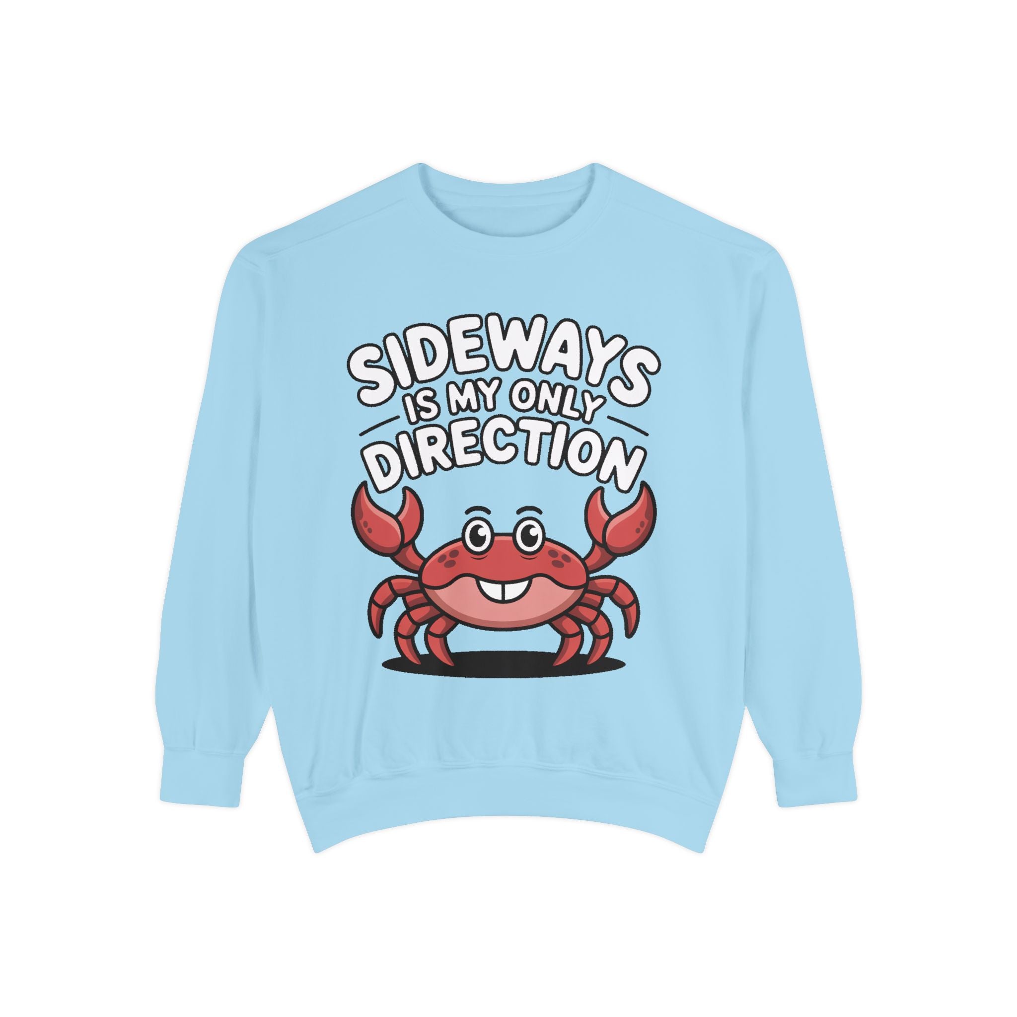 Funny Crab Sweatshirt, Sideways Is My Only Direction Crewneck, Cute Crab Lover Gift, Embroidered Patch Style Beach Sweatshirt