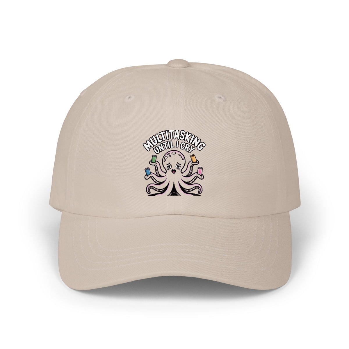Multitasking Octopus Dad Hat, Funny Stressed Octopus Embroidered Cap, Cute Sarcastic Hat Gift for Busy Moms and Dads