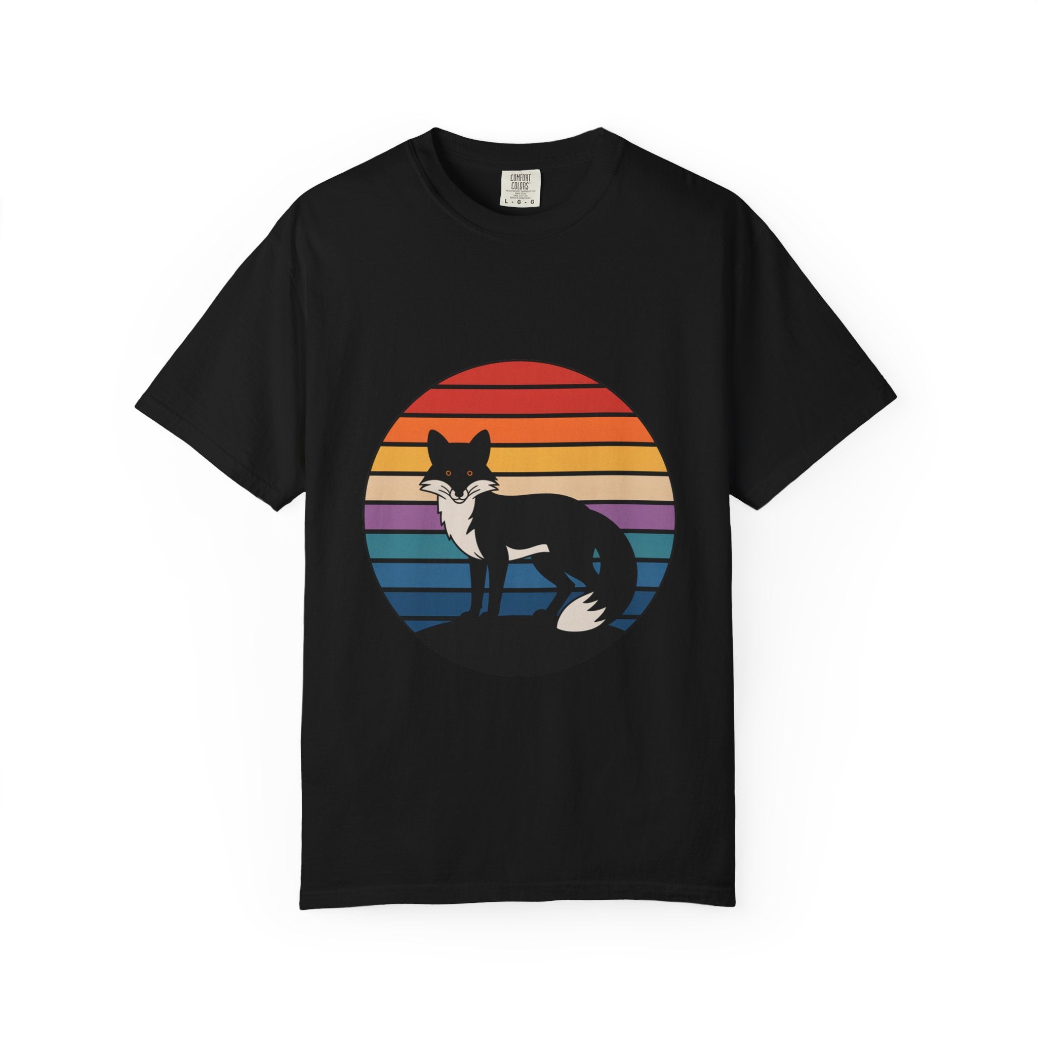 Retro Sunset Fox Badge T-Shirt