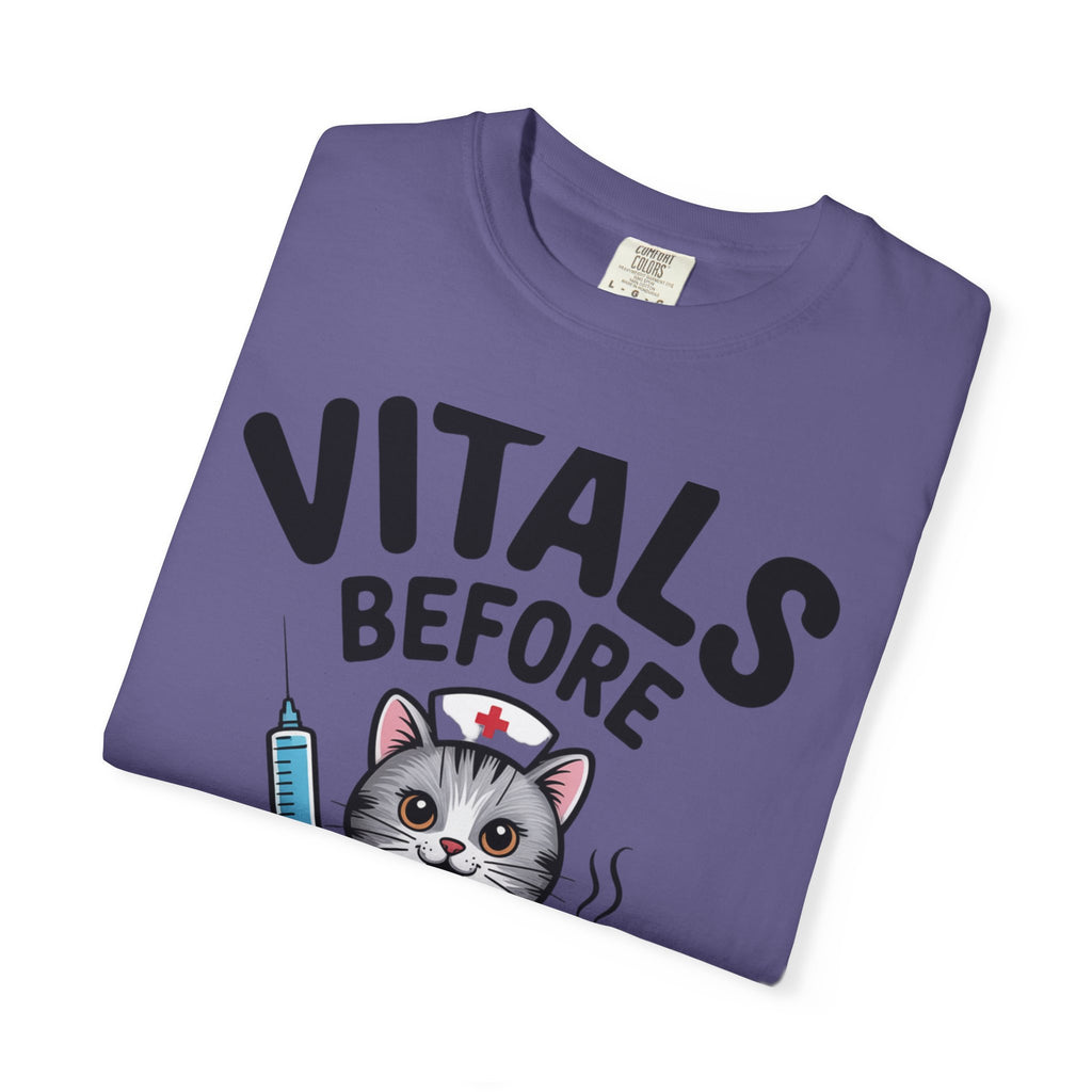 Vitals Before Coffee Nurse Shirt, Funny Nurse Cat T-Shirt, Cute Nurse Gift, Nursing Student Shirt, RN Coffee Lover Tee