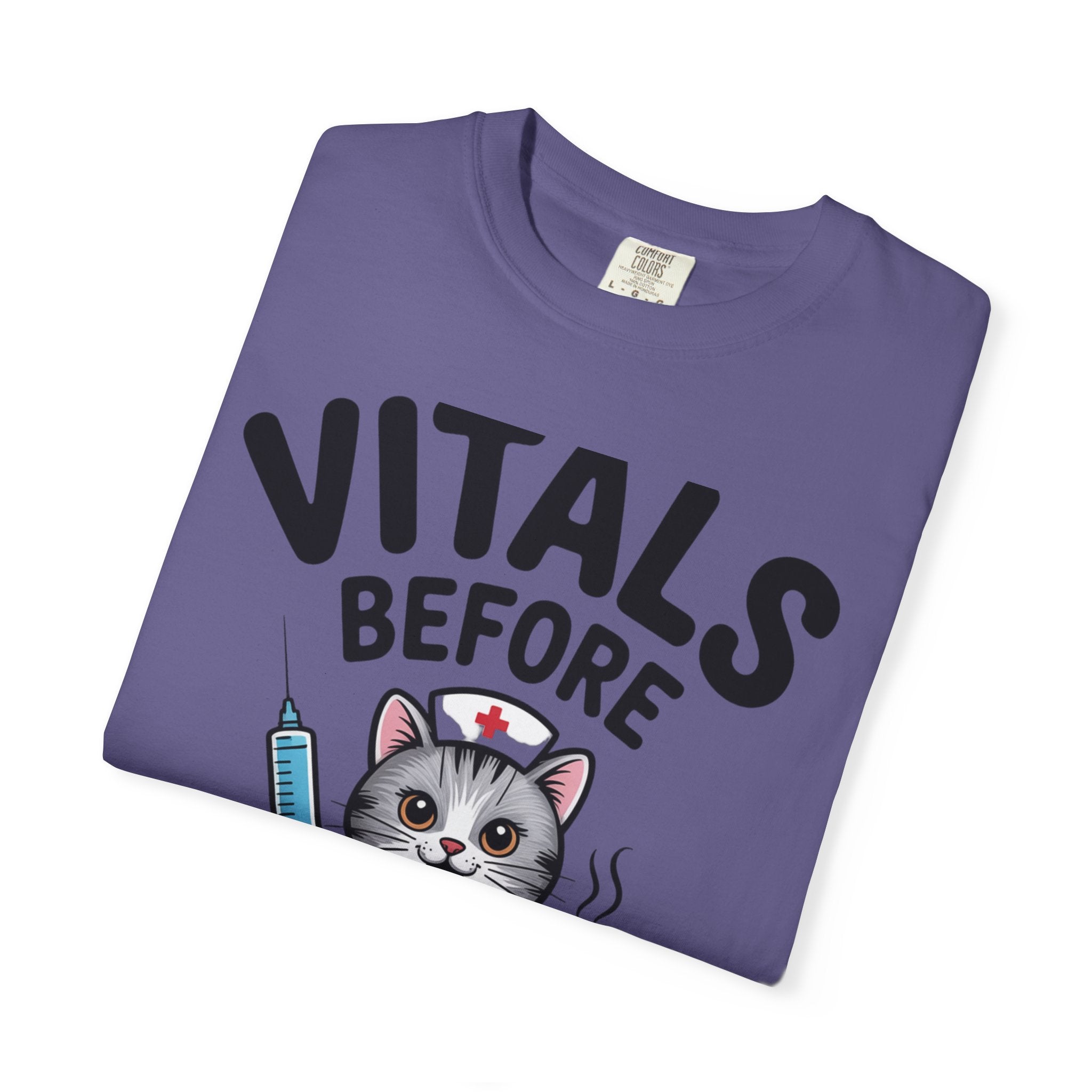 Vitals Before Coffee Nurse Shirt, Funny Nurse Cat T-Shirt, Cute Nurse Gift, Nursing Student Shirt, RN Coffee Lover Tee