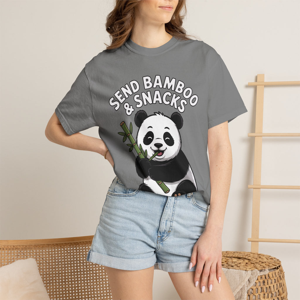 Send Bamboo Panda Shirt, Funny Panda T-Shirt, Cute Bamboo Snacks Tee, Panda Lover Gift, Cartoon Panda Graphic Shirt