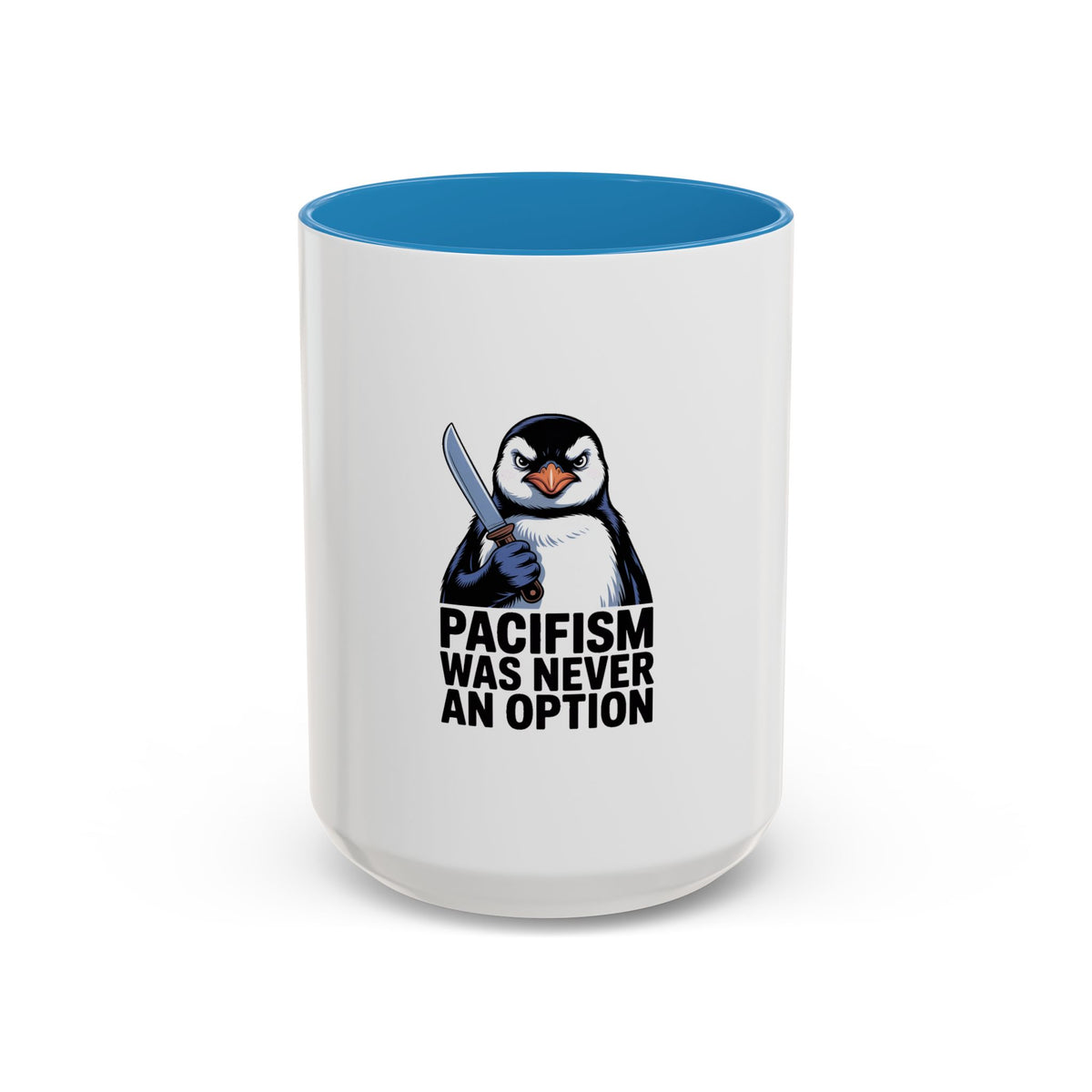 Funny Penguin Mug, Pacifism Was Never An Option, Sarcastic Bird Lover Gift, Vintage Poster Style Coffee Mug, Funny Office Cup