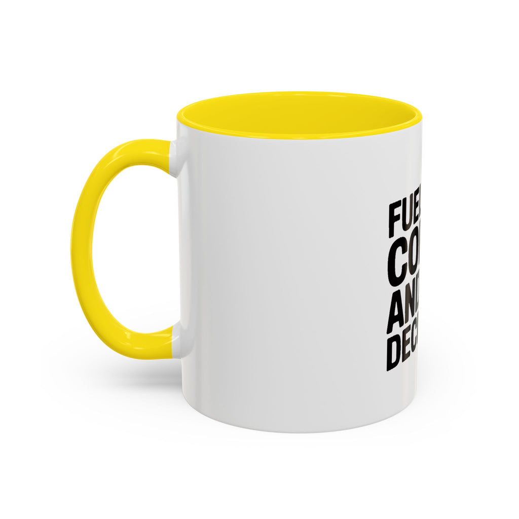 Fueled By Coffee And Bad Decisions Mug, Funny Sarcastic Coffee Cup, Bold Typography Mug, Coworker Gift, Sarcastic Coffee Lover Gift