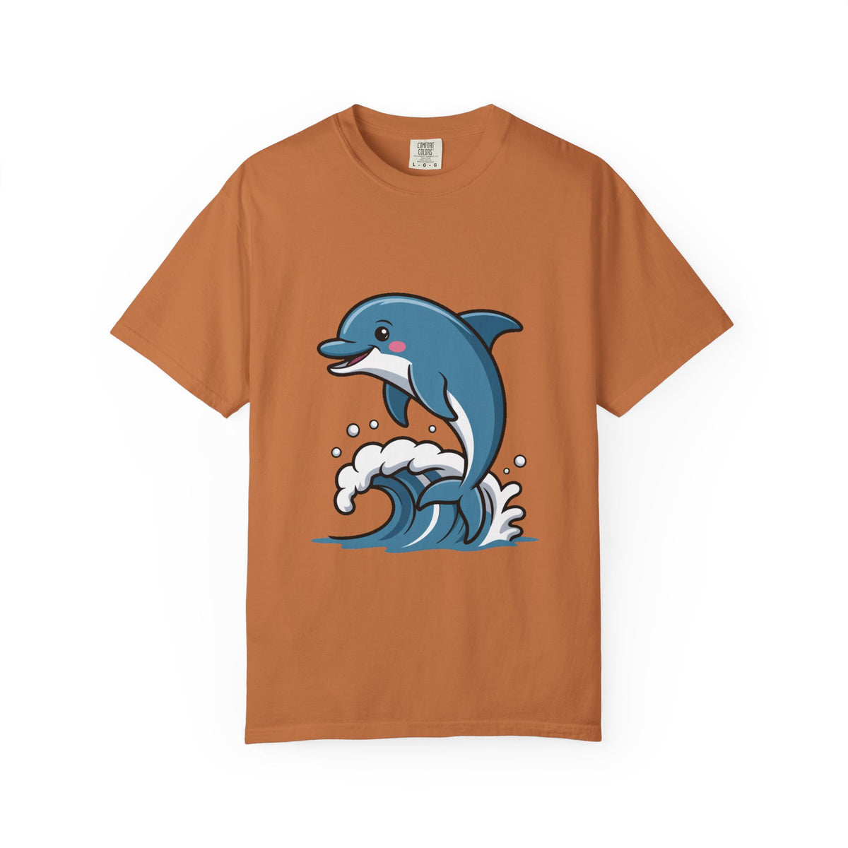 Cute Dolphin T-Shirt, Jumping Wave Dolphin Shirt, Ocean Lover Gift, Garment Dyed Unisex Tee, Beach Vacation Shirt