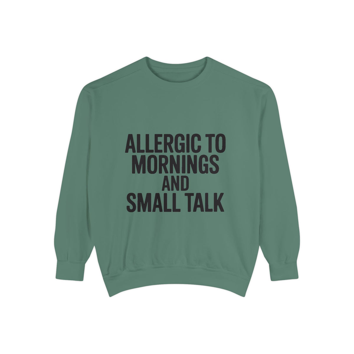 Allergic To Mornings And Small Talk Sweatshirt, Funny Embroidered Crewneck, Sarcastic Quote Sweatshirt, Introvert Gift