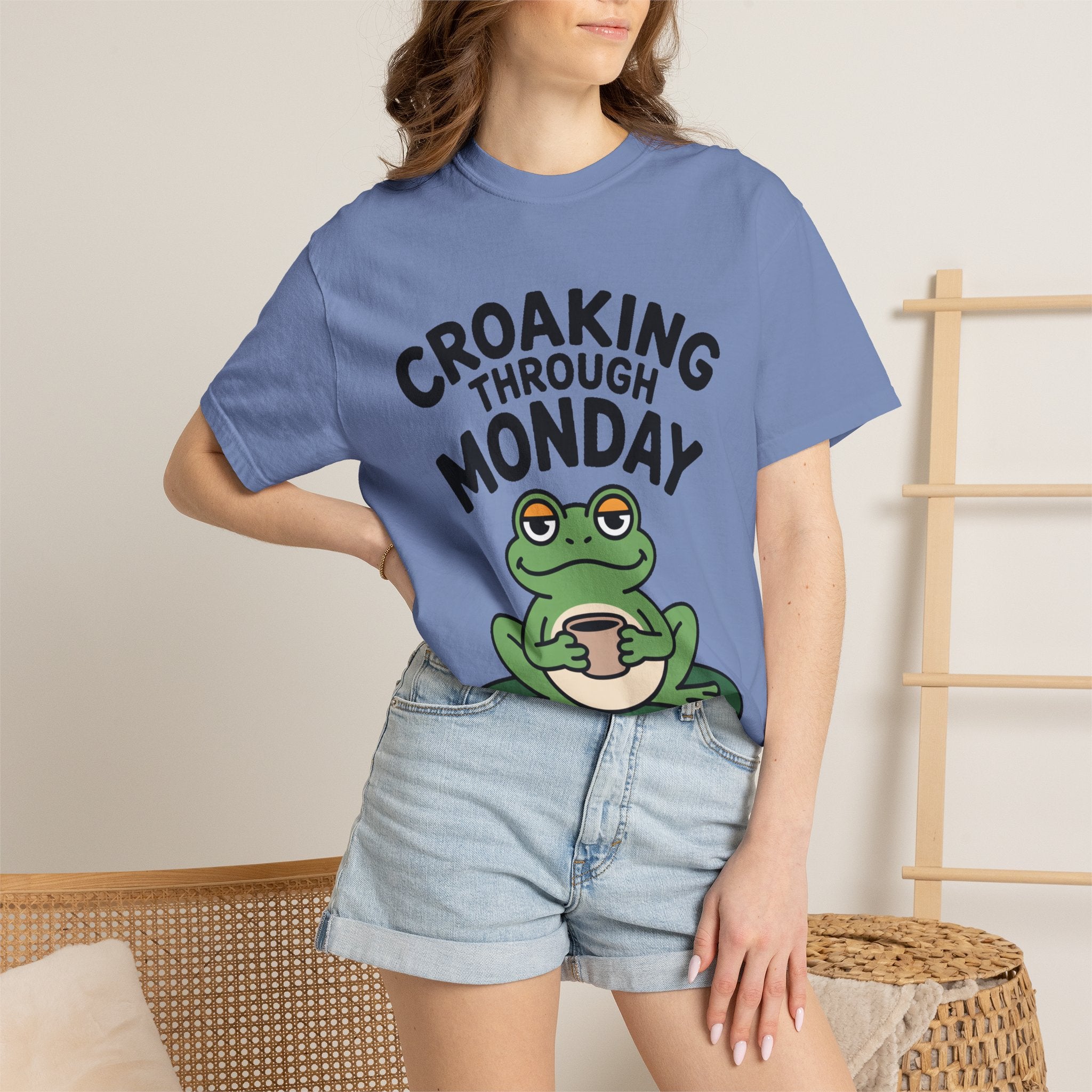 Croaking Through Monday Shirt, Funny Frog Coffee T-Shirt, Cute Frog Lover Gift, Monday Mood Tee, Sarcastic Frog Shirt